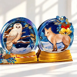 Fox, snowy owl and rabbit Christmas pop-up greeting card