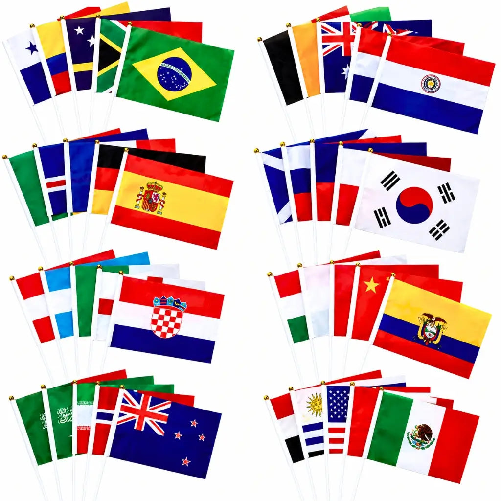 48 pack international handheld flags for World Cup party