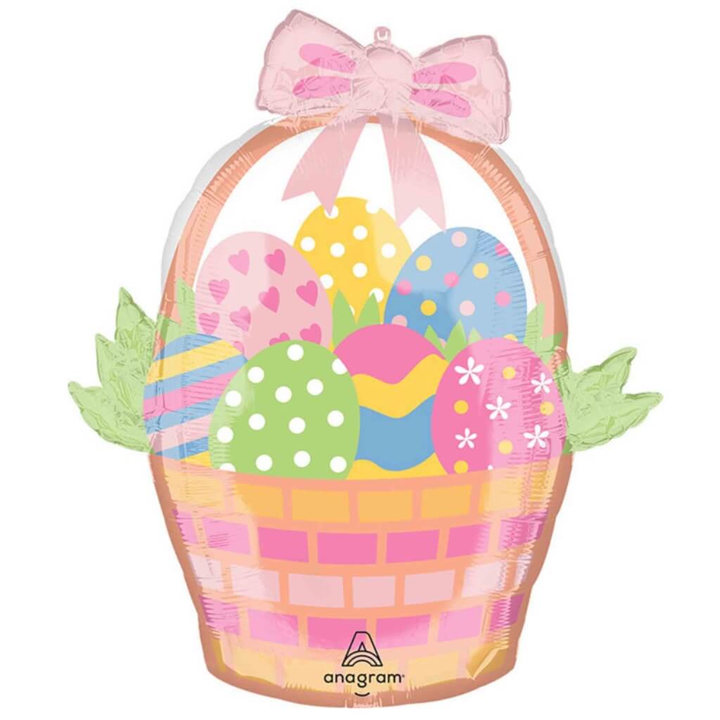 Giant Easter basket foil balloon for egg hunt party decorations