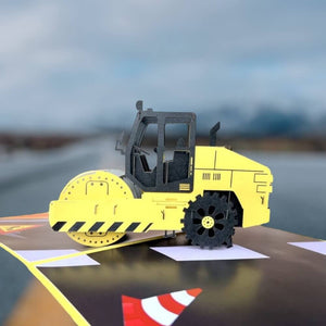 Handmade Premium Bulldozer Truck 3D Pop Up Card