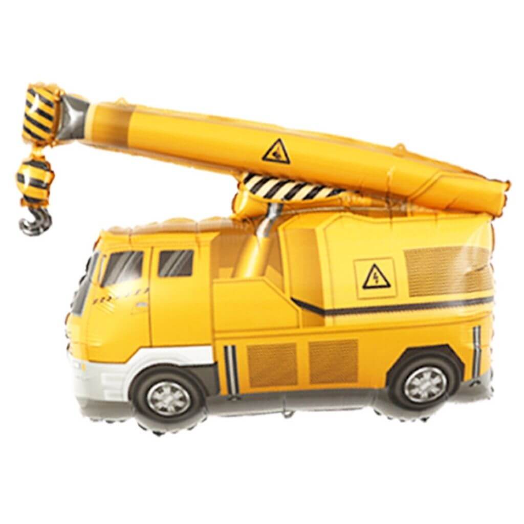 Yellow Crane Truck Foil Balloon