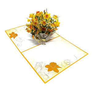 Yellow Daffodil Flower Bouquet Floral Pop Card