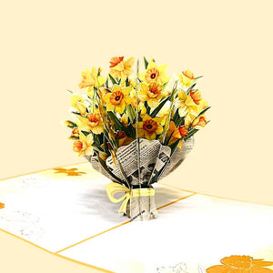 Yellow Daffodil Flower Bouquet Floral Pop Card