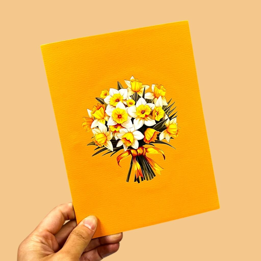 Yellow Daffodil Flower Bouquet Floral Pop Card