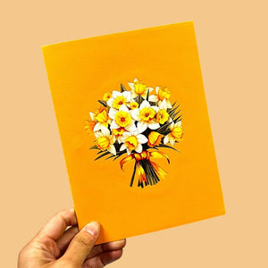 Yellow Daffodil Flower Bouquet Floral Pop Card