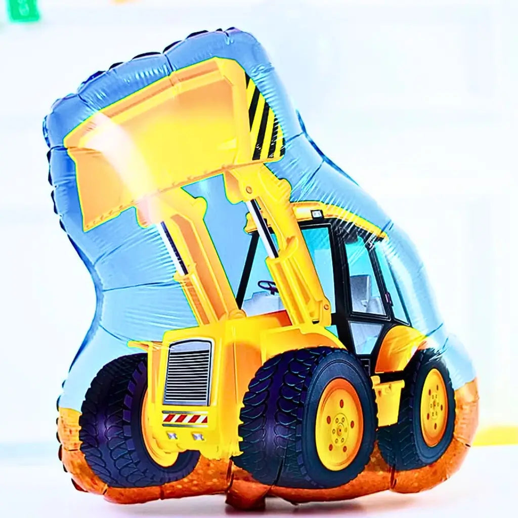 Excavator construction foil balloon yellow loader