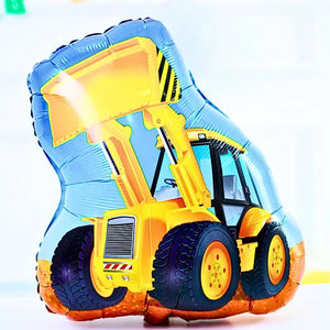 Excavator construction foil balloon yellow loader