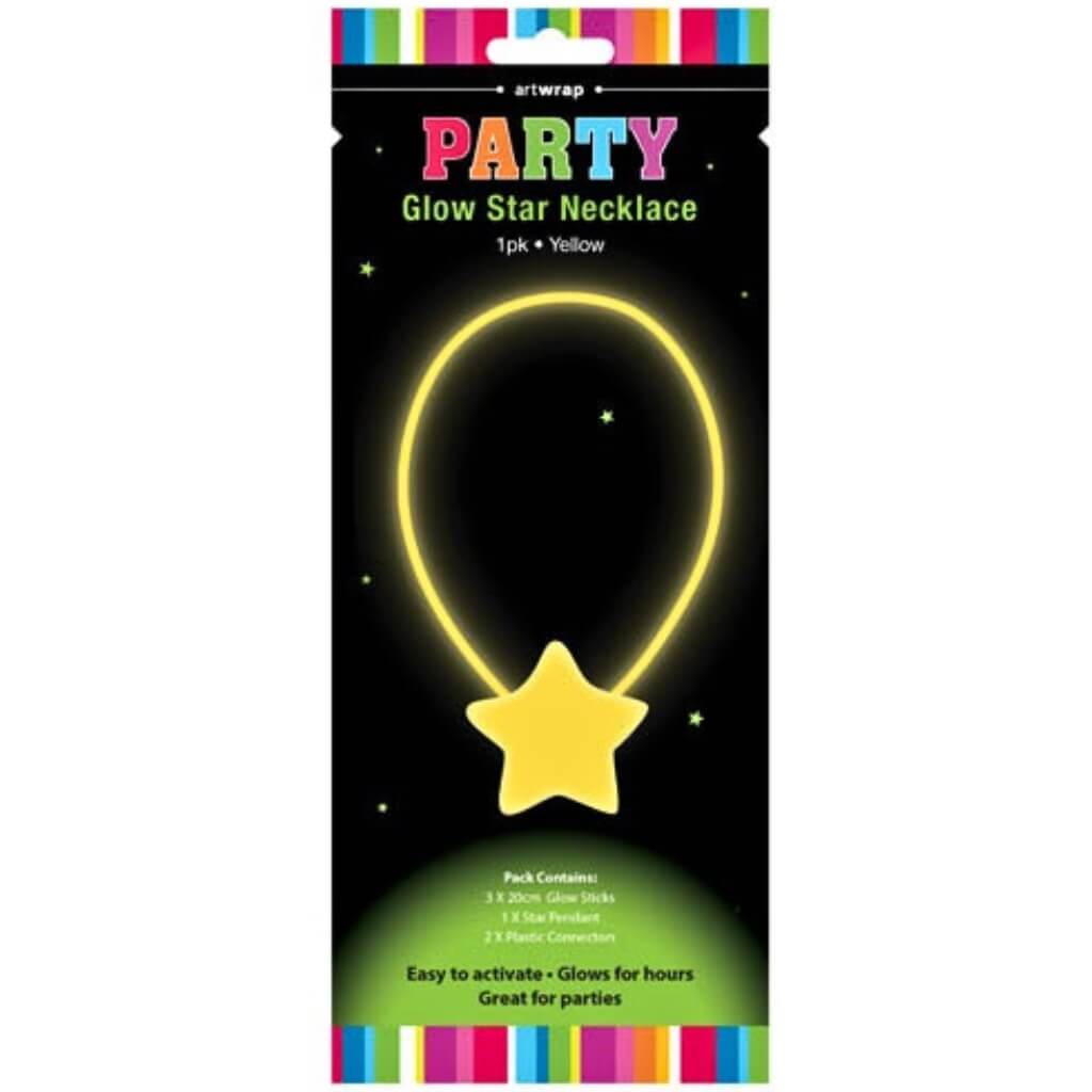 Yellow Glow Star Necklace with glowing star pendant.