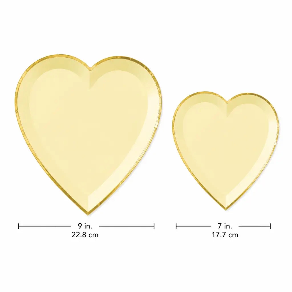 Yellow heart shaped disposable party plates