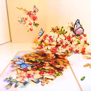 Golden Orchid Garden with Butterflies 3D Pop Up Greeting Card