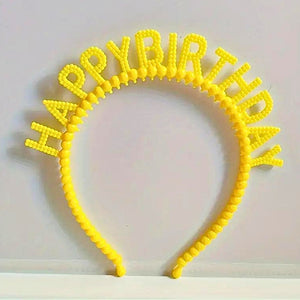 Kids Princess Happy Birthday Headband - Yellow