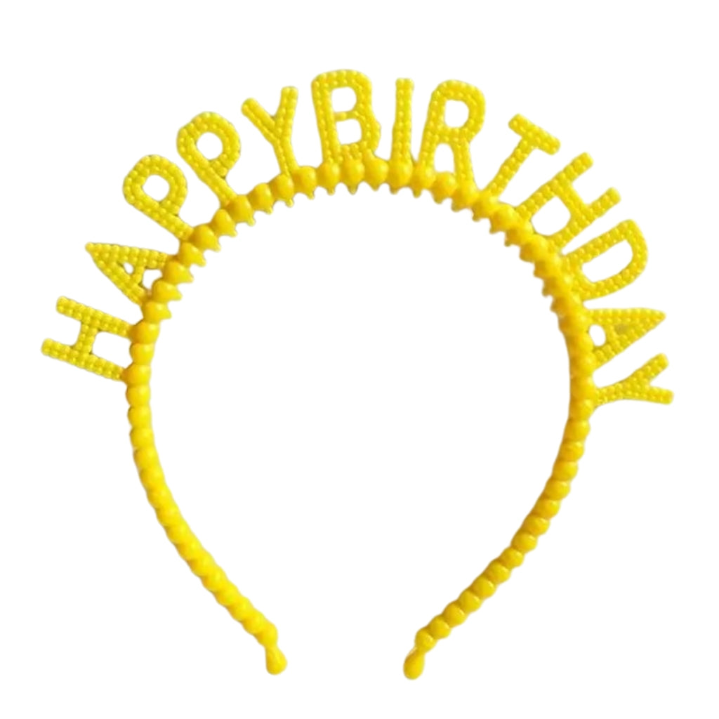 Kids Princess Happy Birthday Headband - Yellow