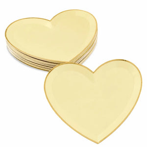 Elegant pastel yellow paper plates with gold trim