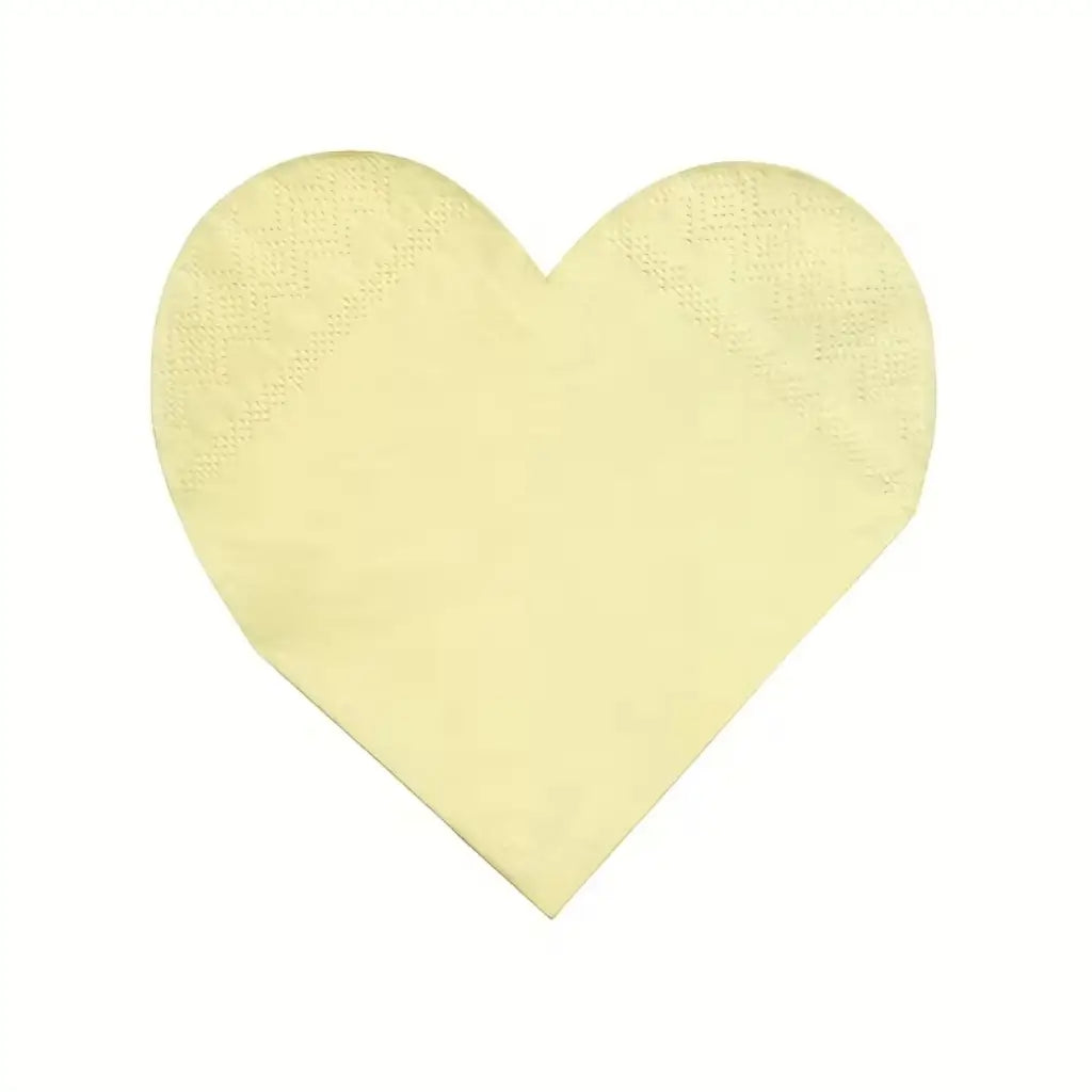 Heart shaped yellow disposable party napkins