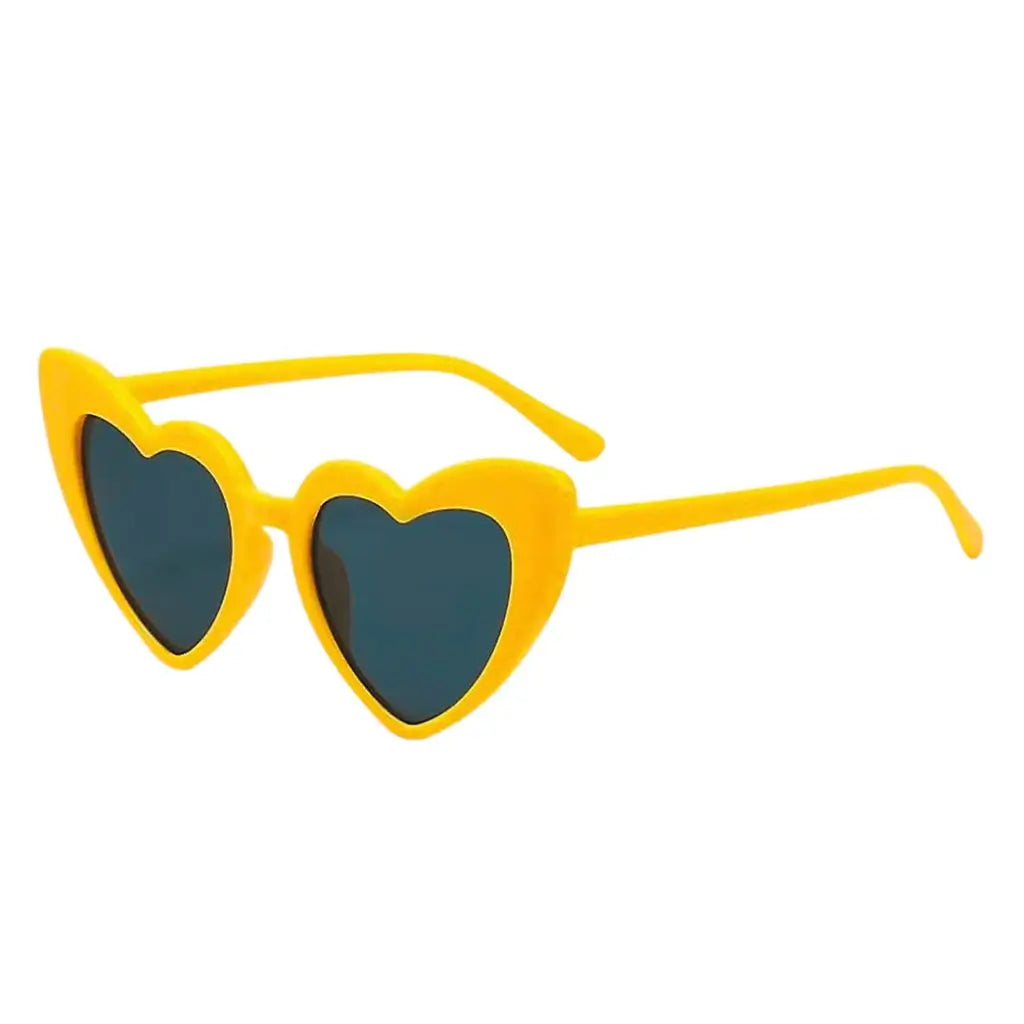Yellow Heart Shaped Cat Eye Plastic Sunglasses