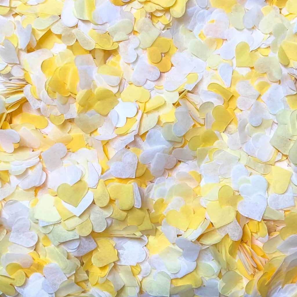 Yellow, Ivory & White Heart Paper Confetti 20g