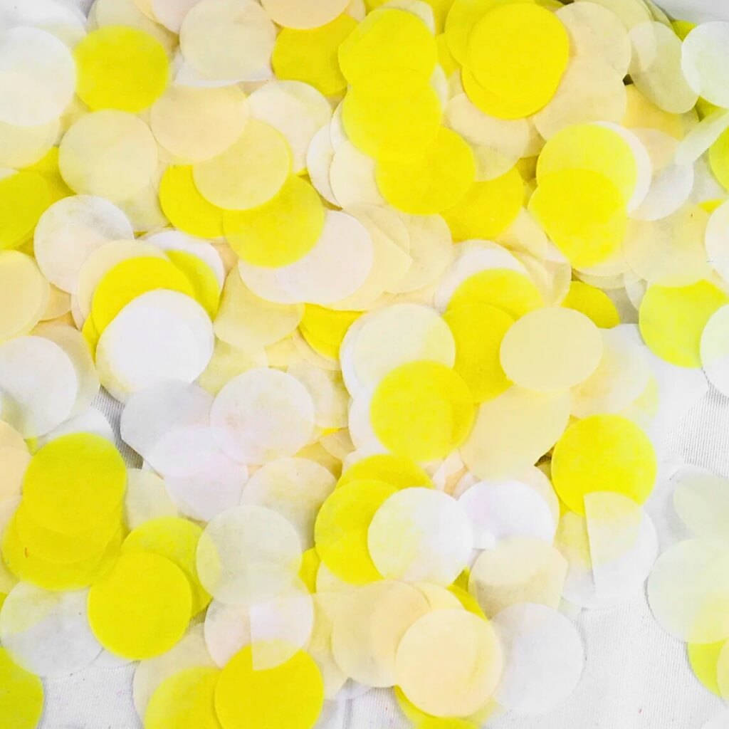 Yellow, Ivory & White Round Paper Confetti 20g