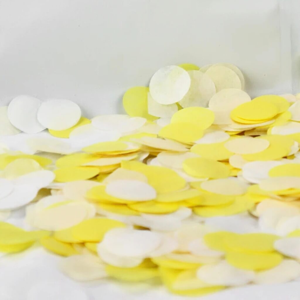 Yellow, Ivory & White Round Paper Confetti 20g