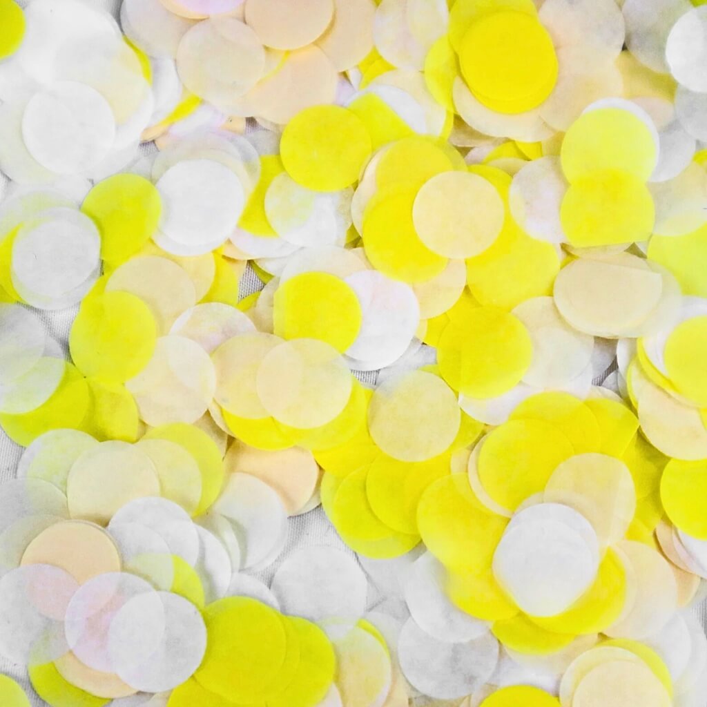 Yellow, Ivory & White Round Paper Confetti 20g