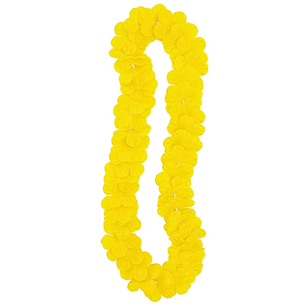 Yellow Hawaiian flower lei necklace luau party