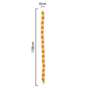 Indian traditional yellow and orange pom pom garland measuring 158cm with fluffy marigold-inspired decorations