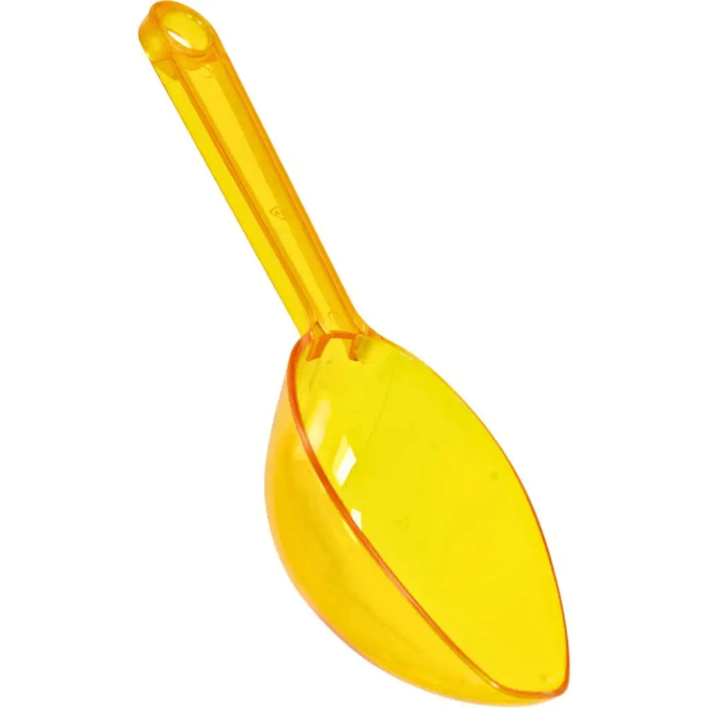 Yellow plastic scoop for candy buffet