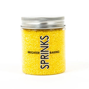 Yellow sanding sugar crystals by Sprinks in reusable jar