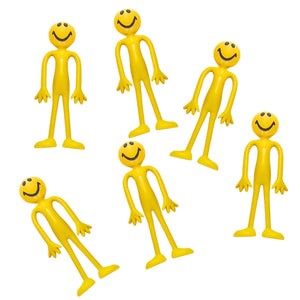 Yellow Smile Bendies Plastic Toys 6pk kids birthday party favours