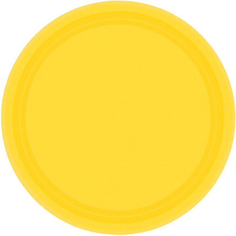 Small Round Paper Plates 17cm 20 Pack - Yellow Sunshine
