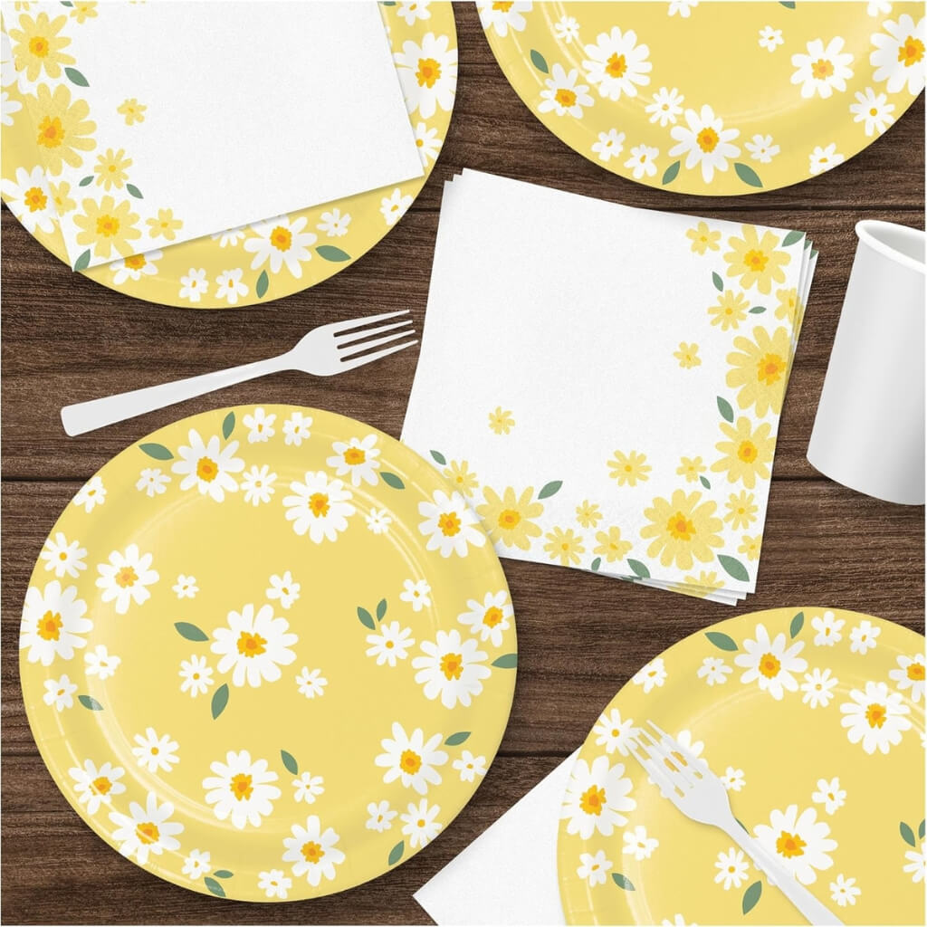 Sweet Daisy Round Paper tableware party decorations