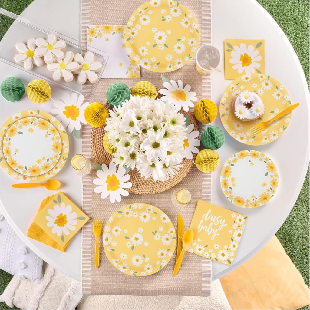 Sweet Daisy Round Paper tableware party decorations
