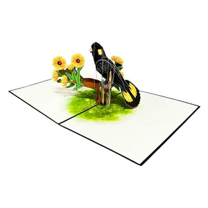 Handmade Yellow Tailed Black Cockatoo On Gold Gum Blossom 3D Origami Pop Up Native Bird Greeting Card