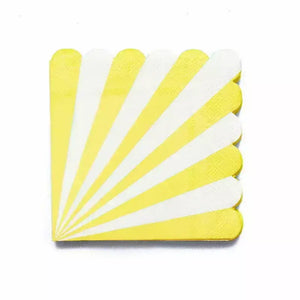 Yellow & White Candy Stripe Scallop Paper Napkins 16pk