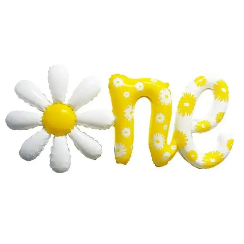 yellow white One Daisy Birthday Foil Balloon Banner