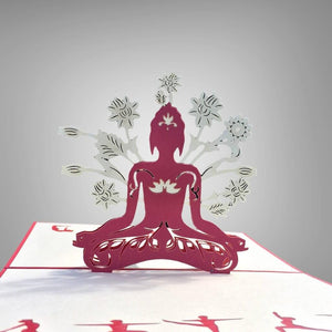 Handmade Online Party Supplies Sitting Yoga Buddha 3D Pop Up Greeting Card