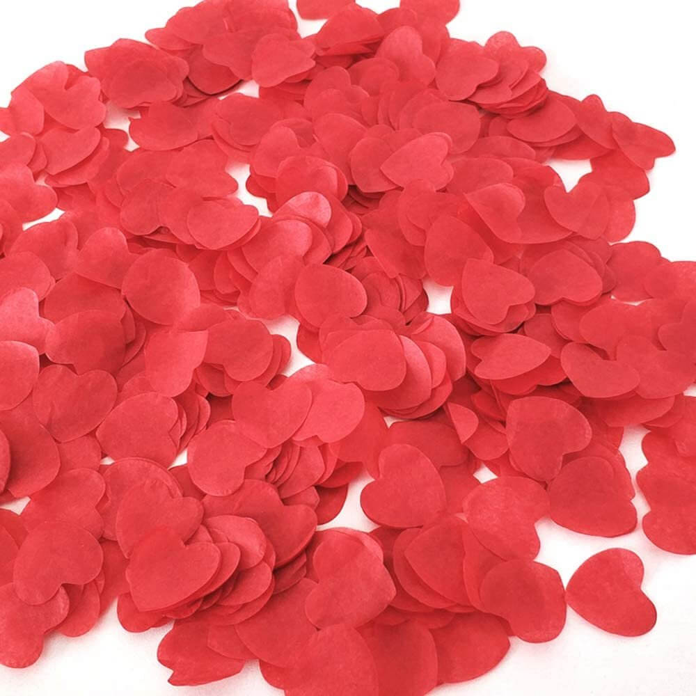 20g 1.5cm Heart Shaped Tissue Paper Confetti Table Scatters - Red