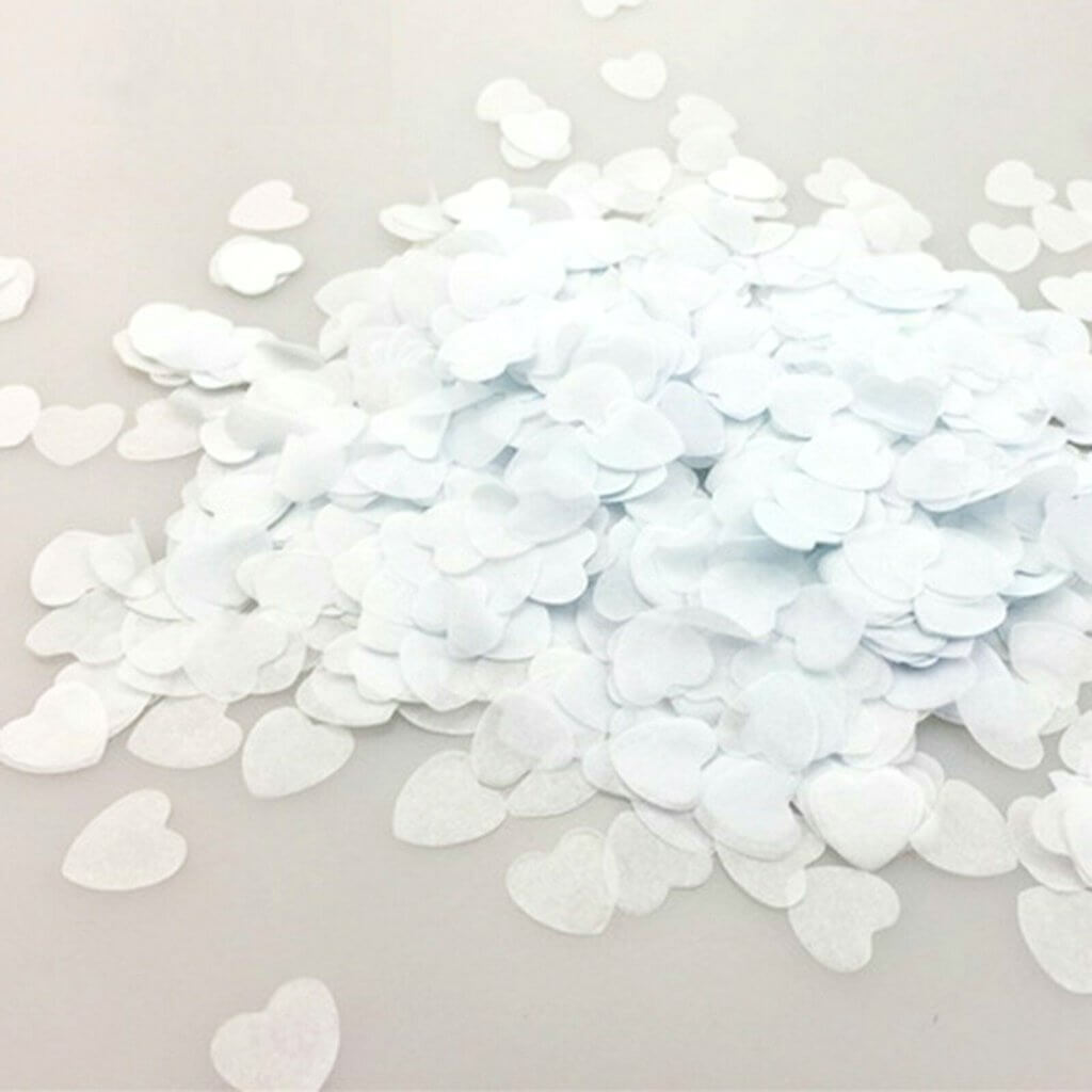 20g 1.5cm Heart Shaped Tissue Paper Confetti Table Scatters - White