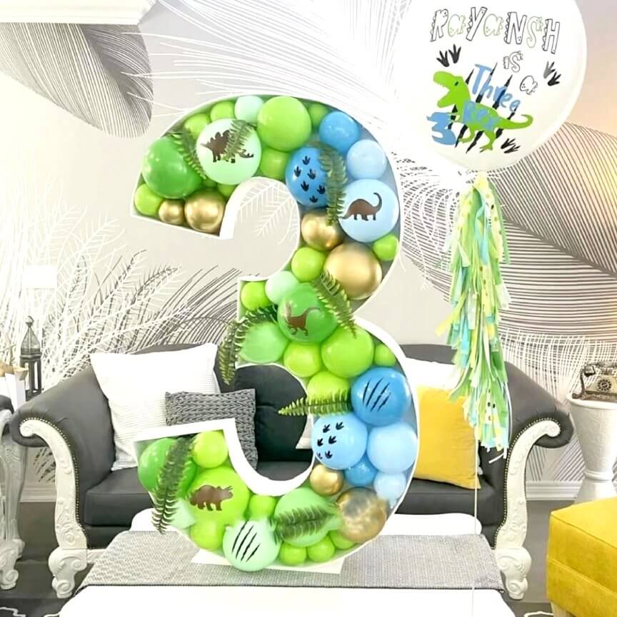 100cm Jumbo Balloon Mosaic Number Frame - Number 3