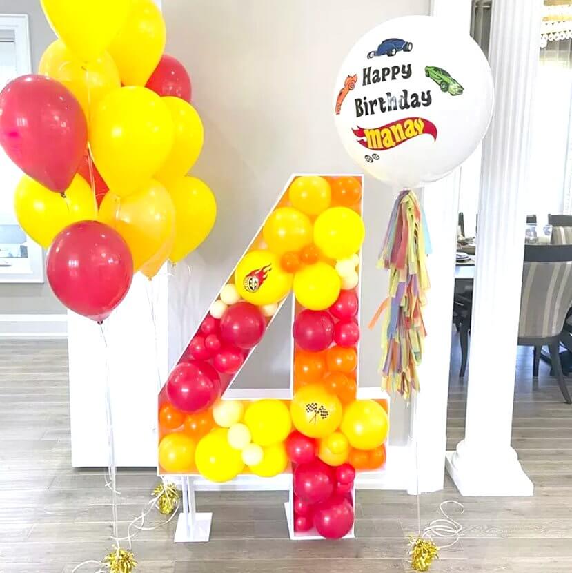 100cm Jumbo Balloon Mosaic Number Frame - Number 4