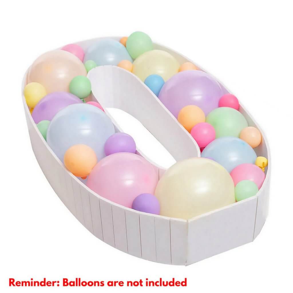 DIY Jumbo Balloon Mosaic Number Frame - Number 0 - Balloon Filling Boxes - Party Centrepiece Backdrops & Party Decorations