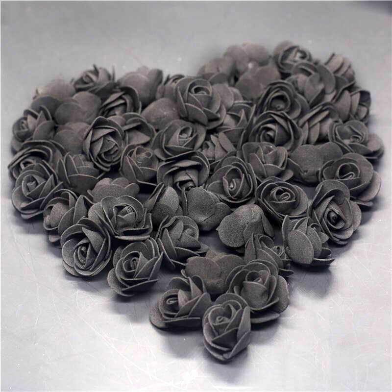 100 Pack 3 Grey Rose Fake Flower Heads for DIY Crafts, Weddings and Decor - Gray