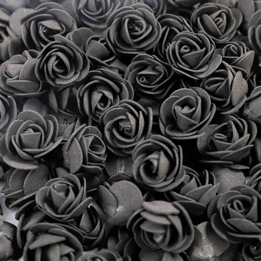 100pcs Artificial Foam Rose Flower Heads - Black