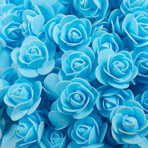 100pcs Artificial Foam Rose Flower Heads - Blue