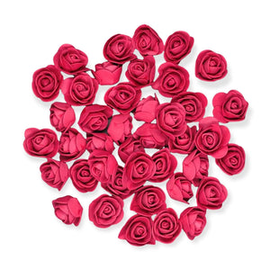 100pcs Artificial Foam Rose Flower Heads - Burgundy Red