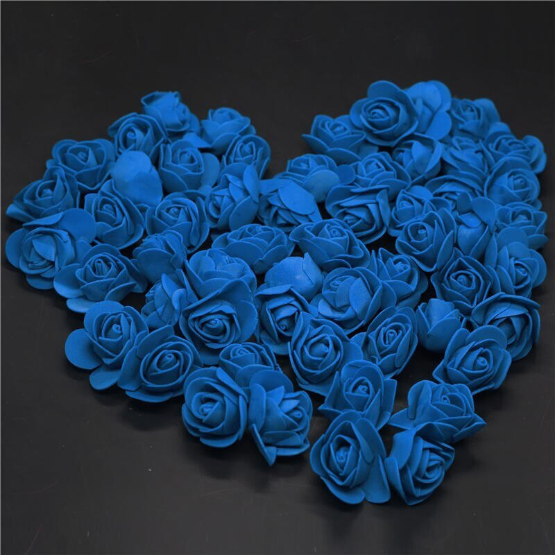 100pcs Artificial Foam Rose Flower Heads - Dark Blue