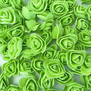 100pcs Artificial Foam Rose Flower Heads - Green