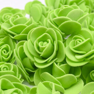 100pcs Artificial Foam Rose Flower Heads - Green