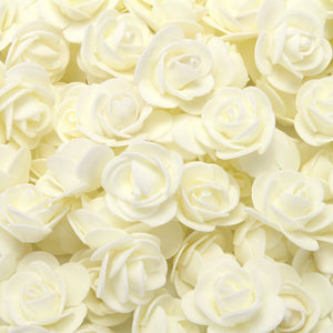 100pcs Artificial Foam Rose Flower Heads - Ivory