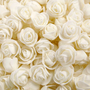 100pcs Artificial Foam Rose Flower Heads - Ivory