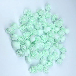 100pcs Artificial Foam Rose Flower Heads - Mint